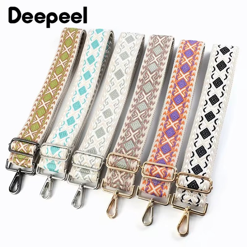 Deepeel 5cm Wide Women's Embroidered Bag Strap for Crossbody One-shoulder Adjustable All-match Replacement  Straps Accessory