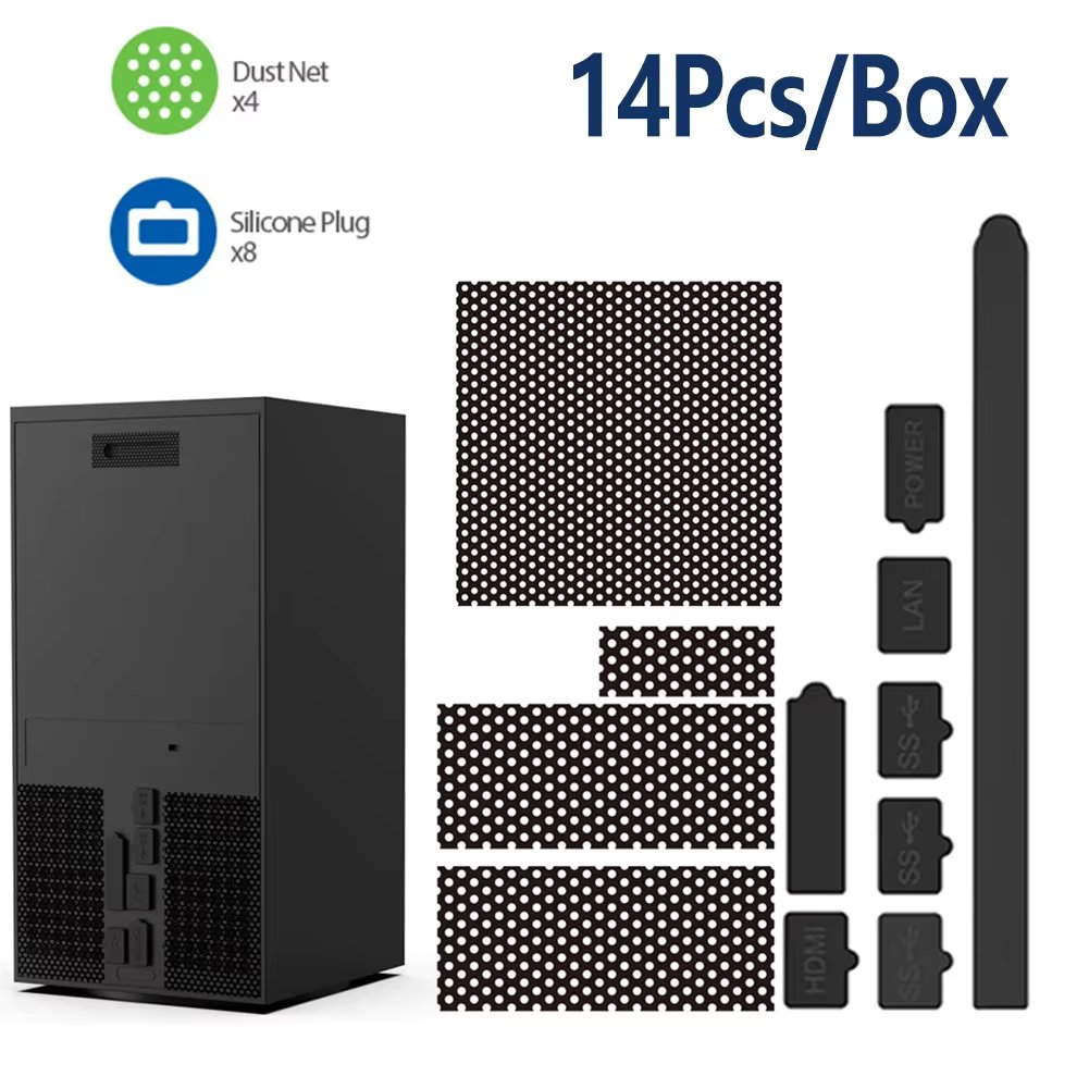14Pcs Dust Plug for Xbox Series X Console Dust Proof Mesh Filter Jack Stopper Kit Silicone Dustproof Plug Game Accessories