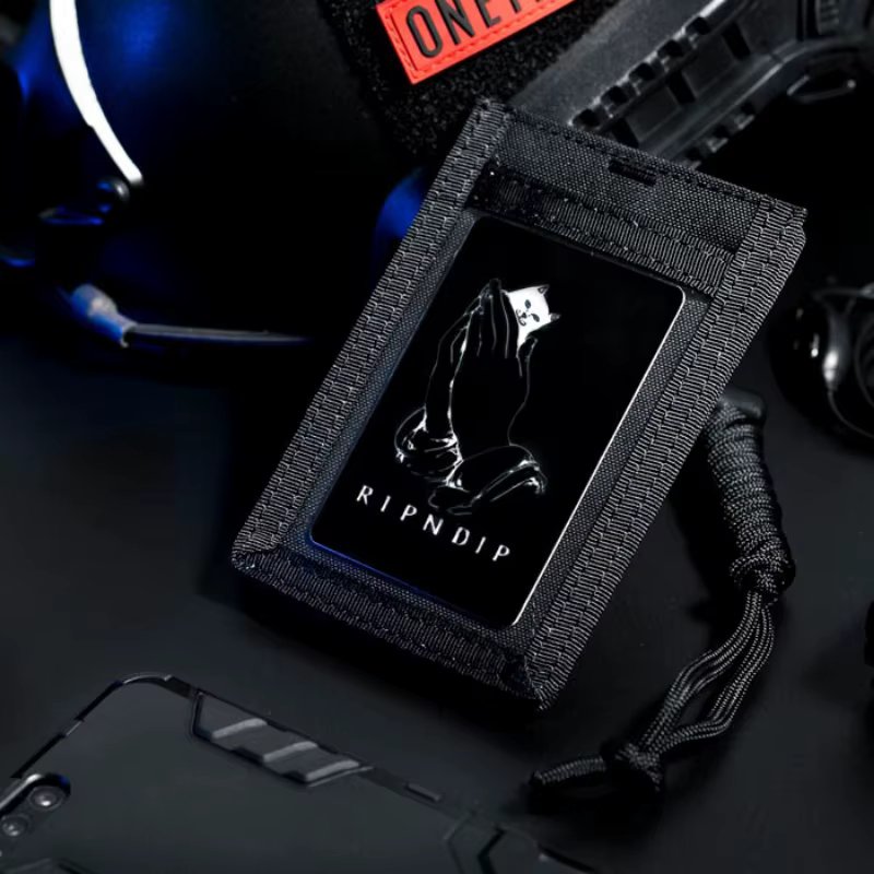 Army Fan Molle Tactical ID Card Case Patch Neck Lanyard and Credit Card Organizer ID Card Holder Badge Pouch Travel Accessories