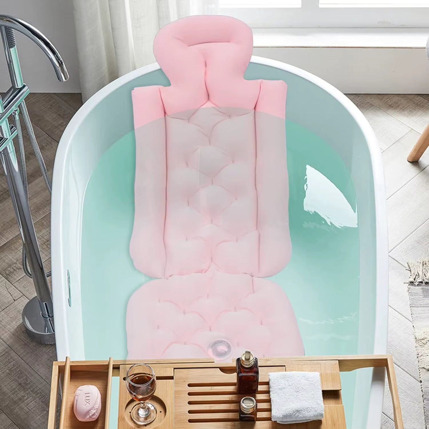 Full Body Bath Pillow Non Slip Spa Cushion for Bathtub, with 10 Suction Cups and Breathable Mesh,Soft and Comfortable, Unisex