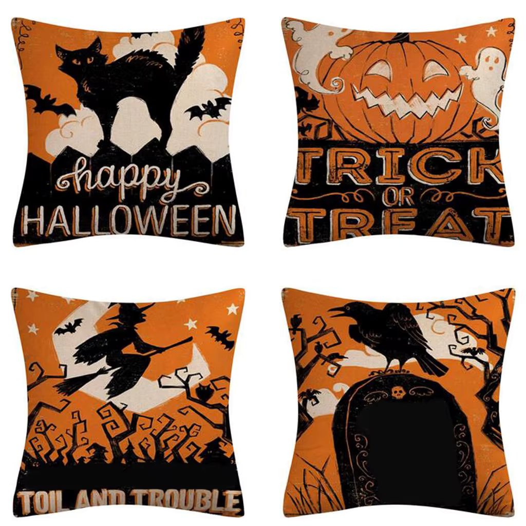 Halloween Witch Print Pillowcases Sofa Bed Home Decor Pillow Case Cushion Cover Pumpkin Pattern Cushion Decoration For Sofa 45cm