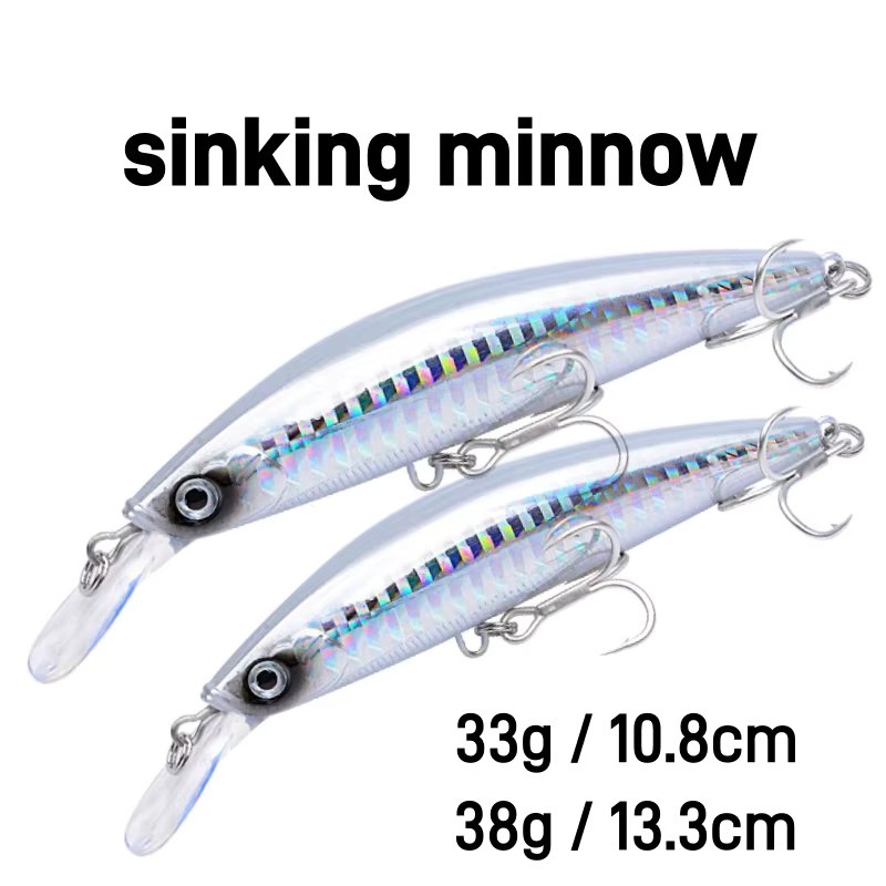 2pcs 33G & 38G  MINNOW Fishing Lure Global New Release Sinking Lure for Long Casting Hard Bait Tackle for Fly Fishing