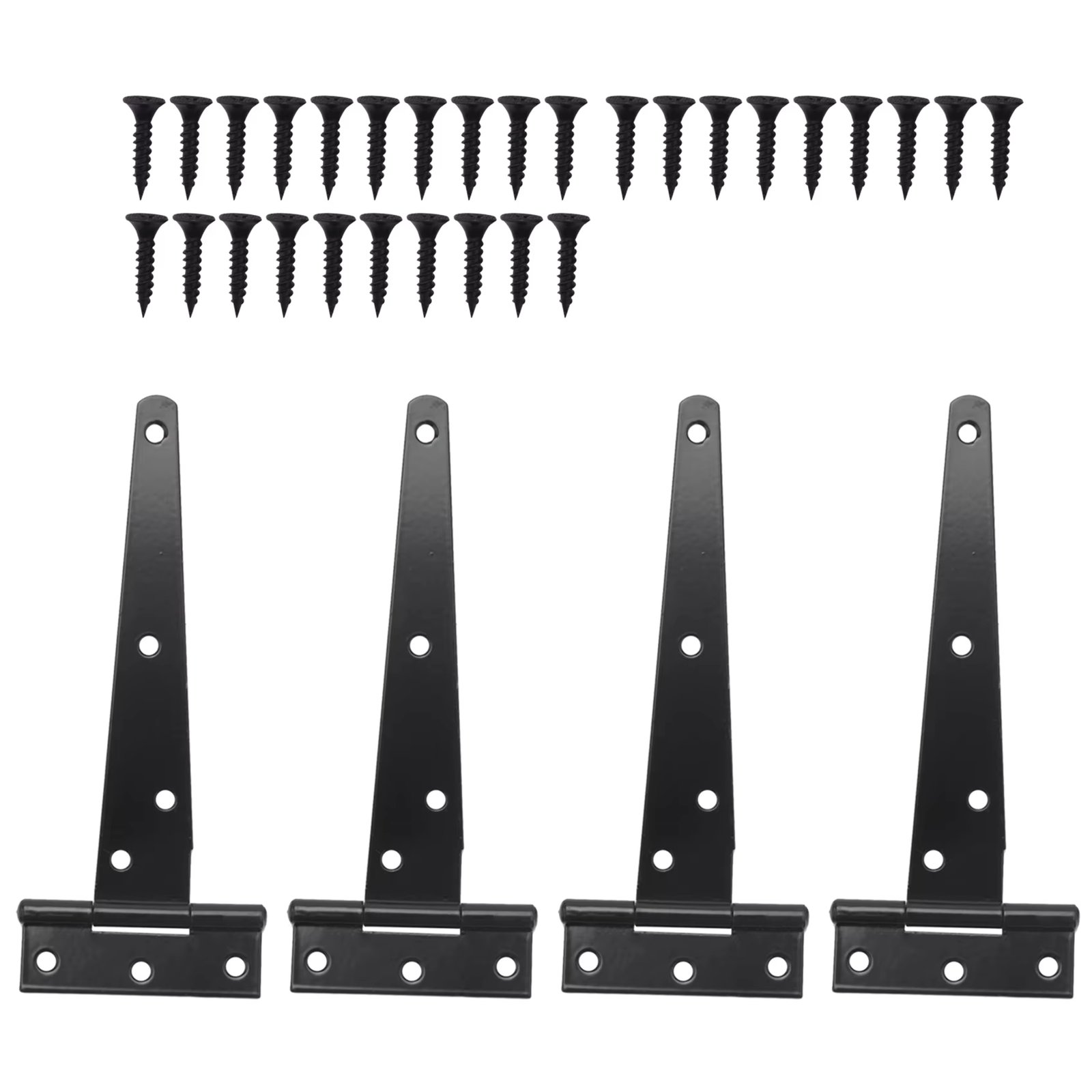 4 PCS 6 Inch Heavy Duty Door Hinges T-Strap Tee Shed Hinge Gate Hinges for Wooden Gates Hinges (Black)