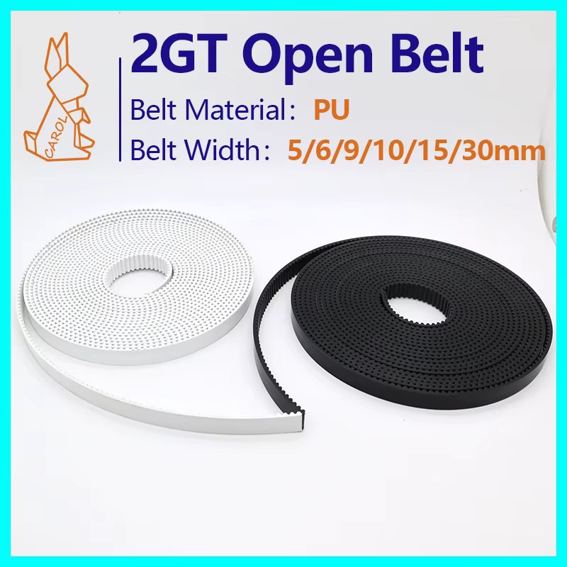 2GT Open Belt PU with Steel Core GT2 Timing Belt for 3D Printer Width 5 6 9 10 15 30mm Polyurethane Steel PU 2M Synchronous Belt