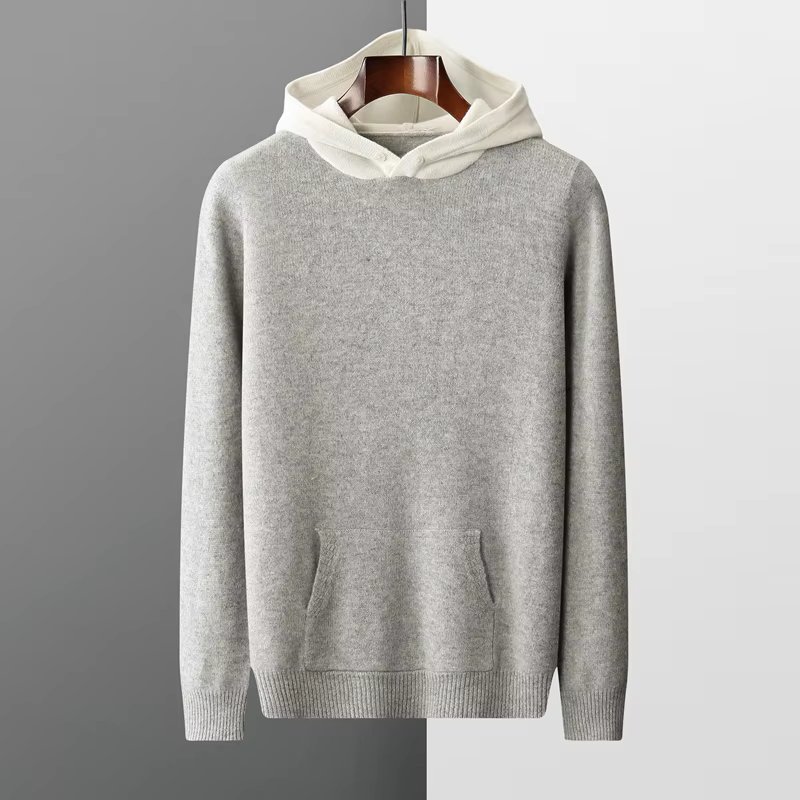 DjzDsm Men's 100% Pure Cashmere Top Hoodie Thickened Comfortable Casual Sweater Cashmere Sweater 2024 New Autumn/Winter