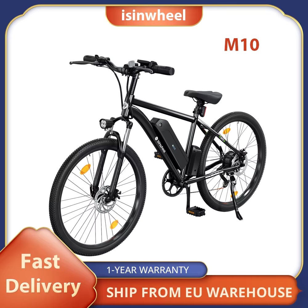 isinwheel M10 Electric Bike, 250W Motor, 36V 10.4Ah Battery, 26*1.95-inch Tire Ebike, 25km/h Max Speed,Disc Brake,LCD Display