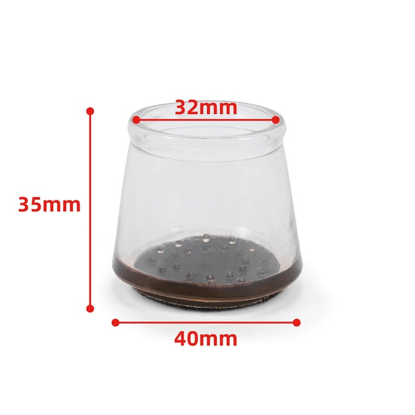 12-Pack Non-Slip Felt Furniture Leg Covers (Transparent + Brown)