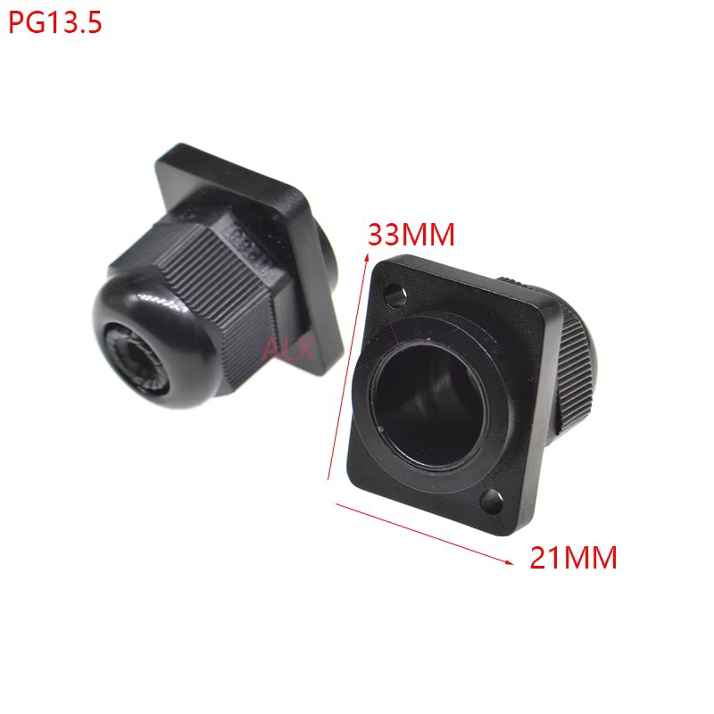 1PCS D TYPE panel IP68 PG13.5 black Waterproof Nylon Plastic wire cable gland connector for 6-12MM wire CABLE