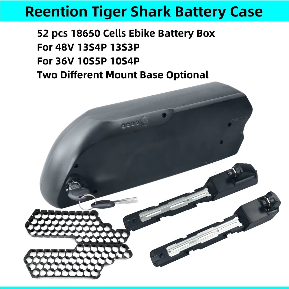 Reention Tiger Shark DS-5 DS-5C Ebike Battery Box 36V 48V Down Tube E-bike Battery Case 52 pcs 18650 Cells Housing with Holder