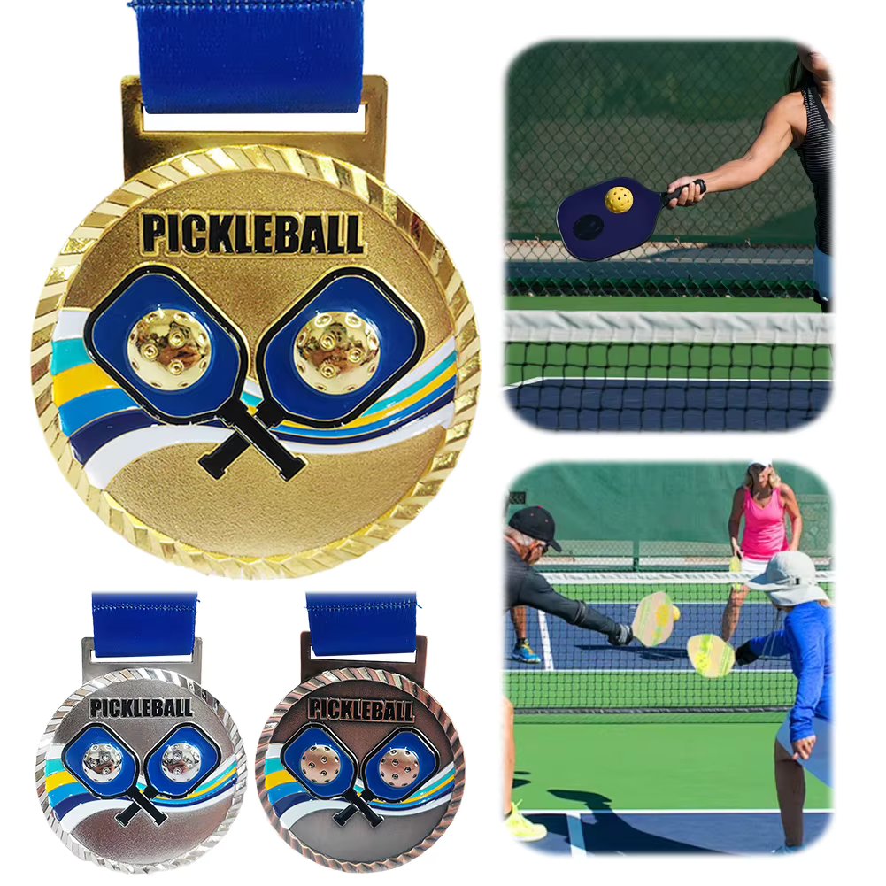 6.8cm Pickleball Medal Gold Silver Bronze Award Medal Metal Winner Medals Pickleball Award Medals for Games Sports Competitions