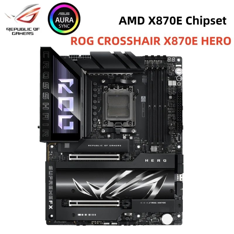 ROG Motherboard ROG CROSSHAIR X870E HERO 192GB DDR5 PCI-E5.0 AMD X870E ATX Socket AM5 for AMD Ryzen 9000 & 8000 & 7000 Series
