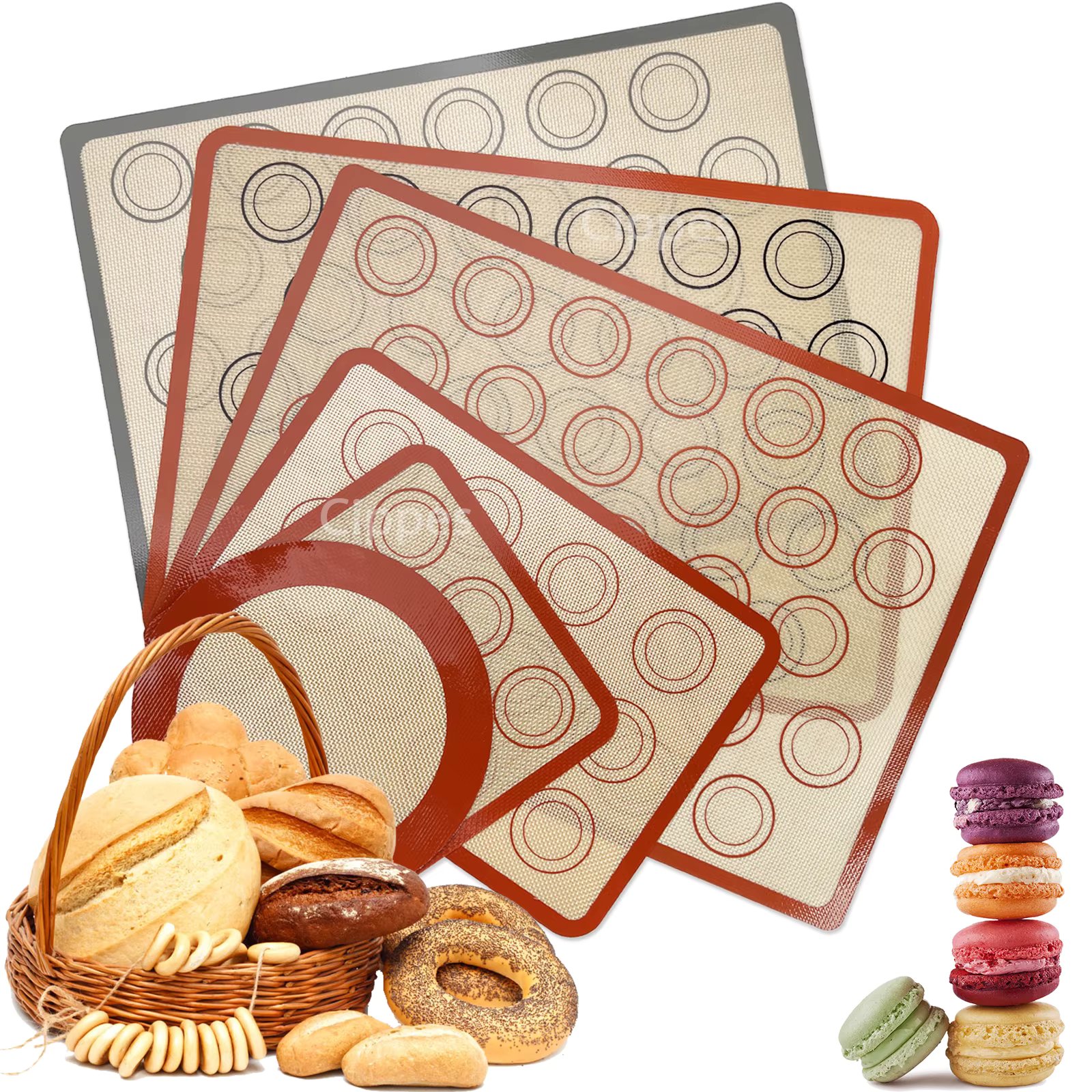 Silicone Baking Mat for Oven, Reusable Non Stick Heat Resistant Bakeware Sheets Liner, Baking Tools for Cookie Macaron Pastry