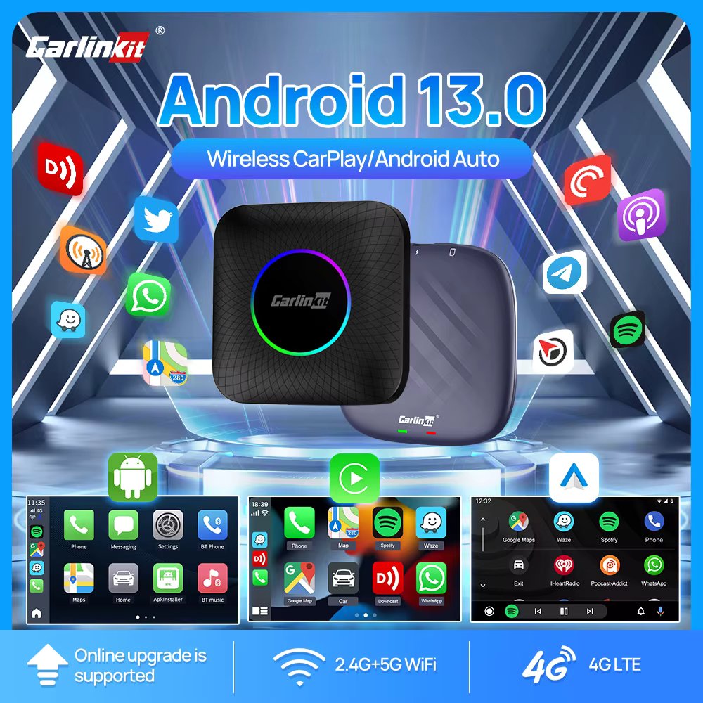 Android13 Carlinkit Carplay Ai Tv Box Plus Led Wireless Carplay 128GB 8-Core Wireless Android Auto 4G Tv Box For Youtube Netflix