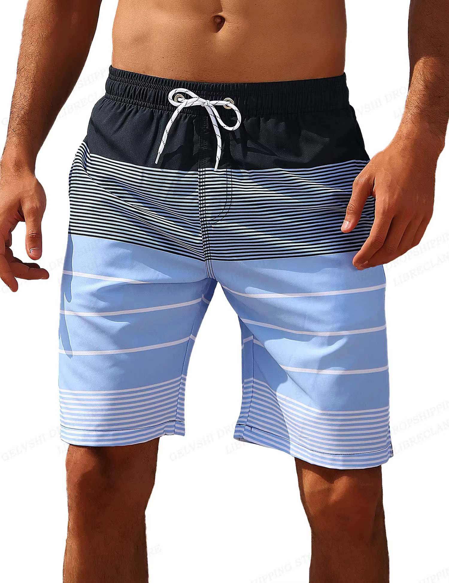 Striped Beach Shorts Men Fashion Swimwear Board Shorts Trunk Gym Fitness Pants Men's Briefs Swimsuit Kids Beachwear Short Boy