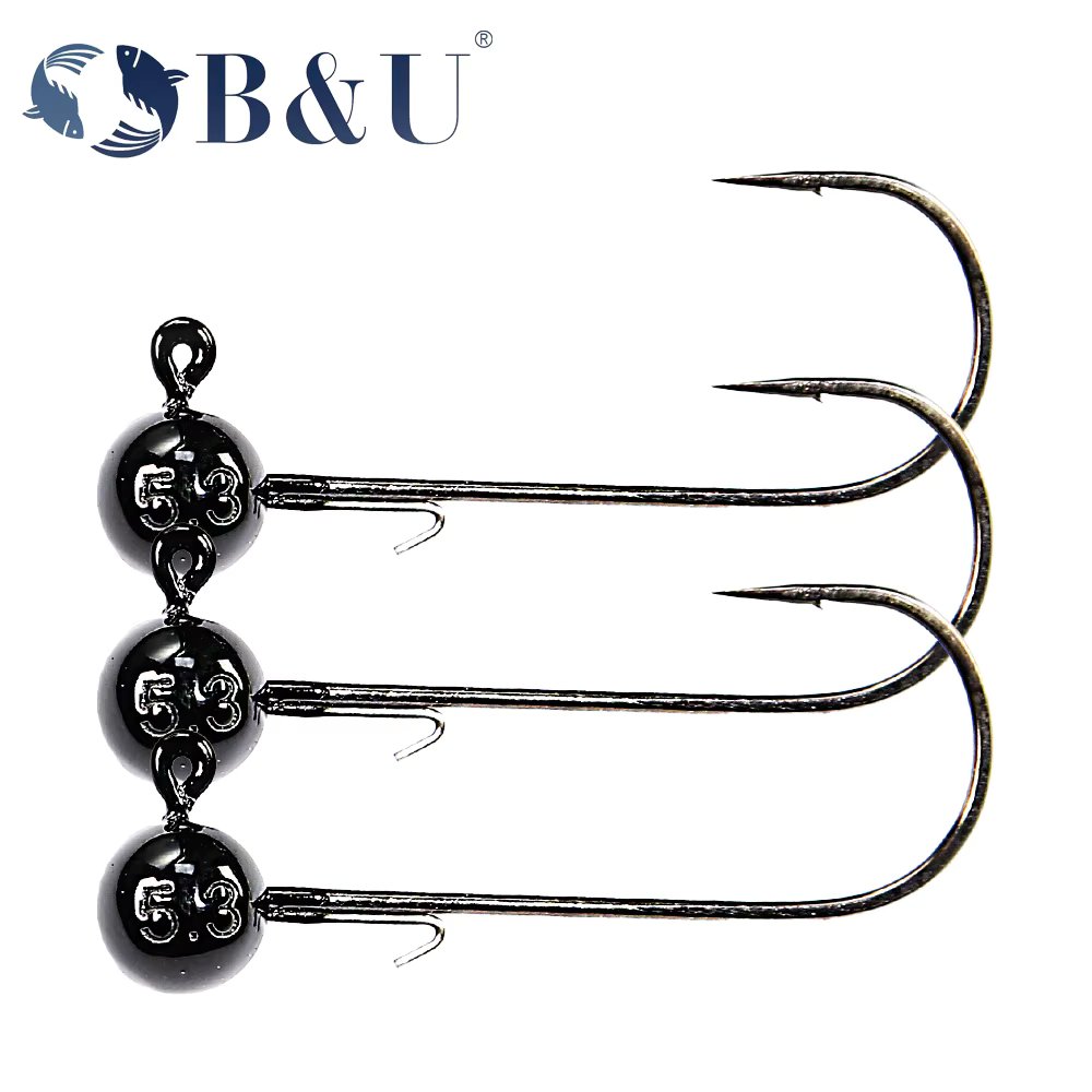 B&U Tungsten Fishing Hooks Lure Jig Head Hook 5.3g 7.2g 10.5g 14g Tungsten Crank Hooks Pike Bass Swimbait Fishhooks Accessories