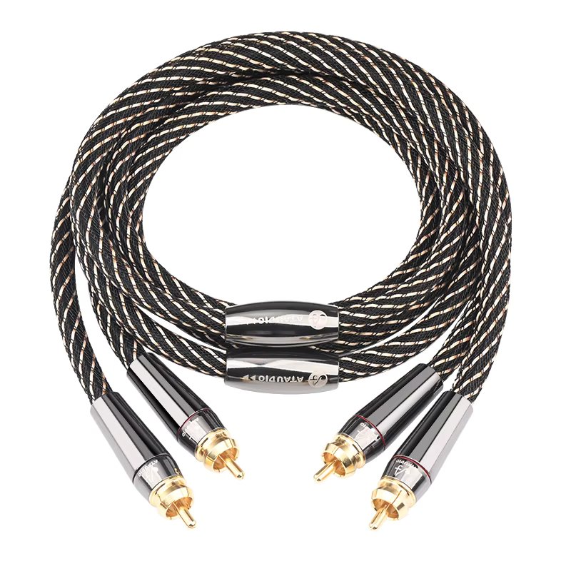 HIFI stereo RCA Audio Cable 6N OFC Male to Male  2RCA to 2RCA Audio Cable with Gold Plated Connector Plug For CD Amplifier