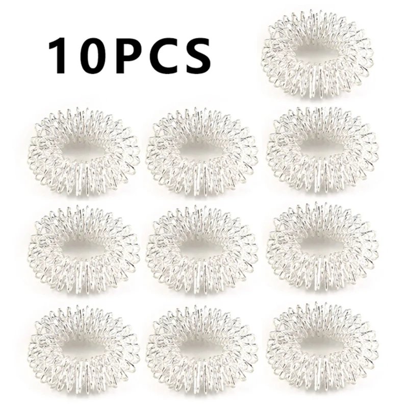 10pcs/Lot Hot Sale Finger Massage Sujok Ring Acupuncture Ring Health Care Body Massage Chinese Medicine Color Gold
