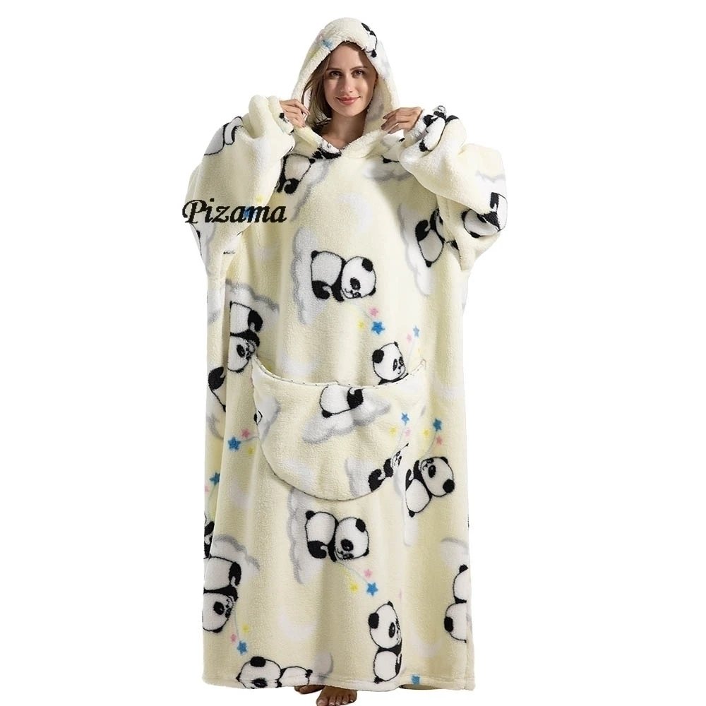 Men Women Oversized Winter Warm Hoodies Top Plus Size Clothes Extra Long Flannel Thick Pullovers Onesize Sweatshirts TV Blankets