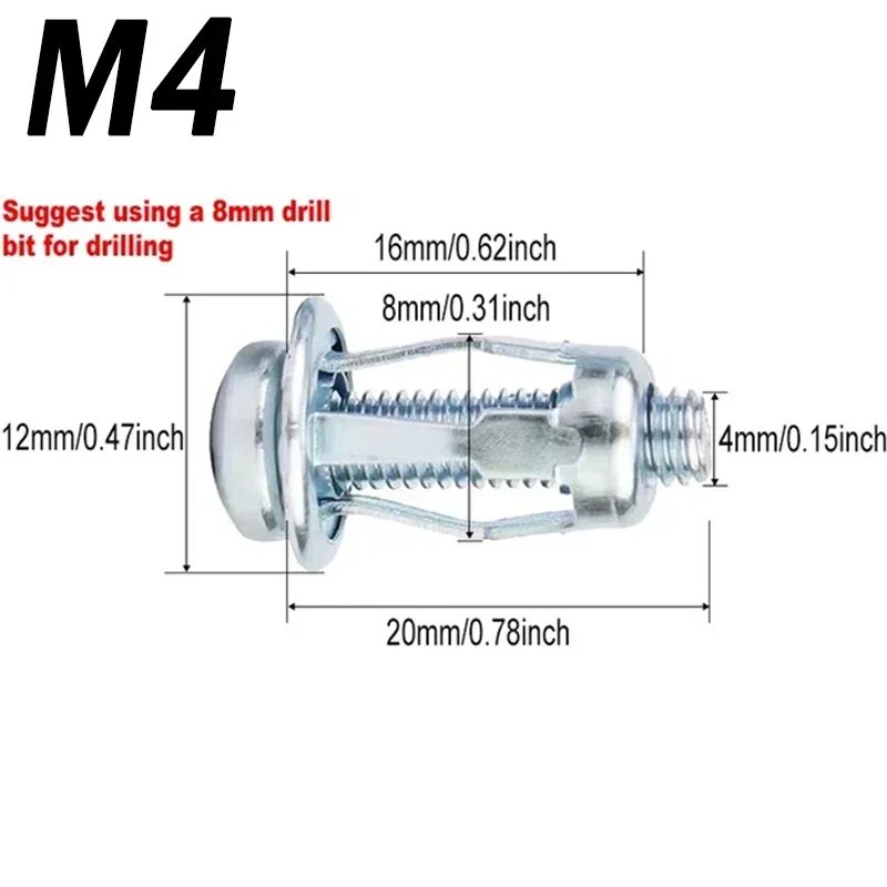 4/80PCS Jack Nuts Screw Petal Screw Anchors Expansion Plugs for Curtain Expansion Clamp Rivet Lock Bolt Jack Nut Bolt Fasteners