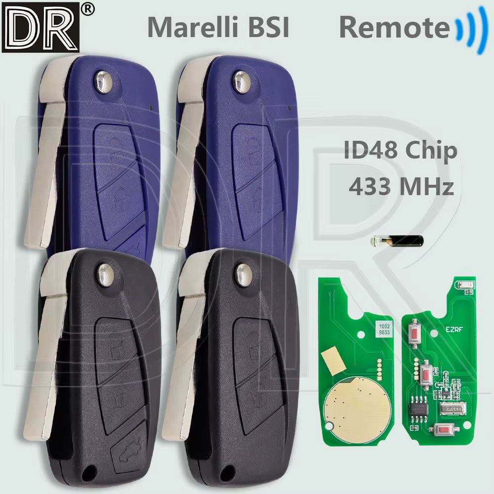 DR ID48 Chip 433MHz Flip SIP22 Car Remote Key Marelli BSI  For Fiat Panda Idea Punto Stilo Ducato Bravo Liena