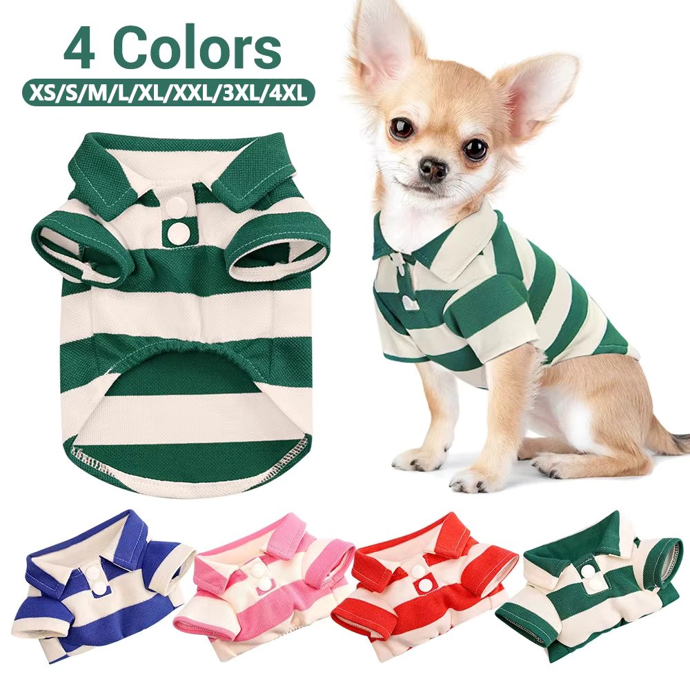Stripe Dog Shirt Breathable Polo Shirts Summer Dog Clothes for Small Medium Dogs Cat Girl Boy Puppy Chihuahua Yorkie Pet Apparel