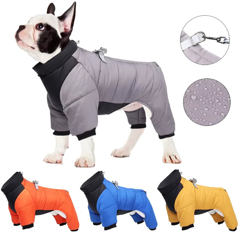 Winter Waterproof Pets Clothes Warm Thicken Dog Jacket with D Ring Puppy Coats for Small Medium Dogs Jumpsuit Chihuahua Overalls