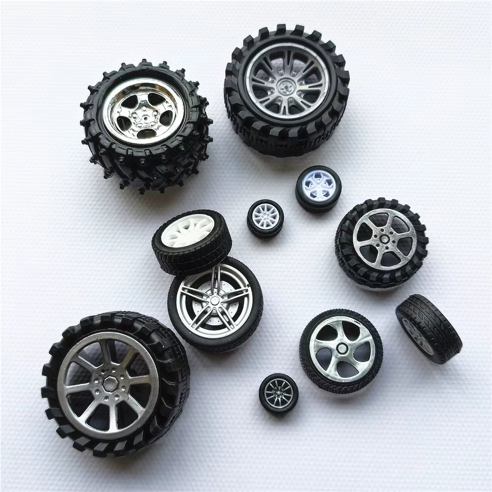 2Pcs/Lot 18 Types Mini Toy Car Wheels DIY Model Plastic Rubber Tires Seal Ring Assembled Robot Parts Drop Shipping