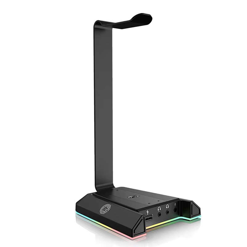 RGB Gaming Headset Stand 7.1 Surround Sound Converter 2 USB/3.5mm Ports Headphones Holder for Gamer PC Desk Gaming Accessories