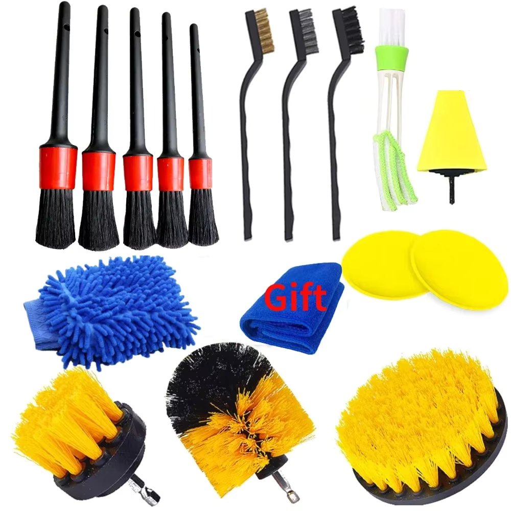 New Car Detailing Brushes Kit Brushes for Automotive Cleaning Auto Air Cleaning Electric Drill Brush Cars Dirt Dust Cleaning