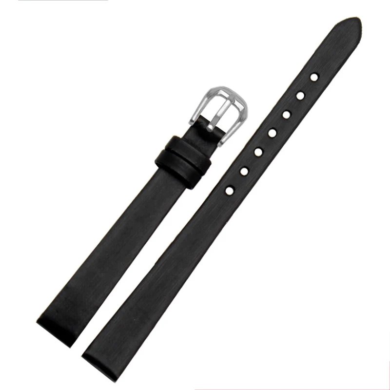 Quality Spun Silk + Genuine Leather Watchband 6mm 8mm 10mm 12mm 14mm For The Womens Wrist Watch Bracelet Red Black White Blue