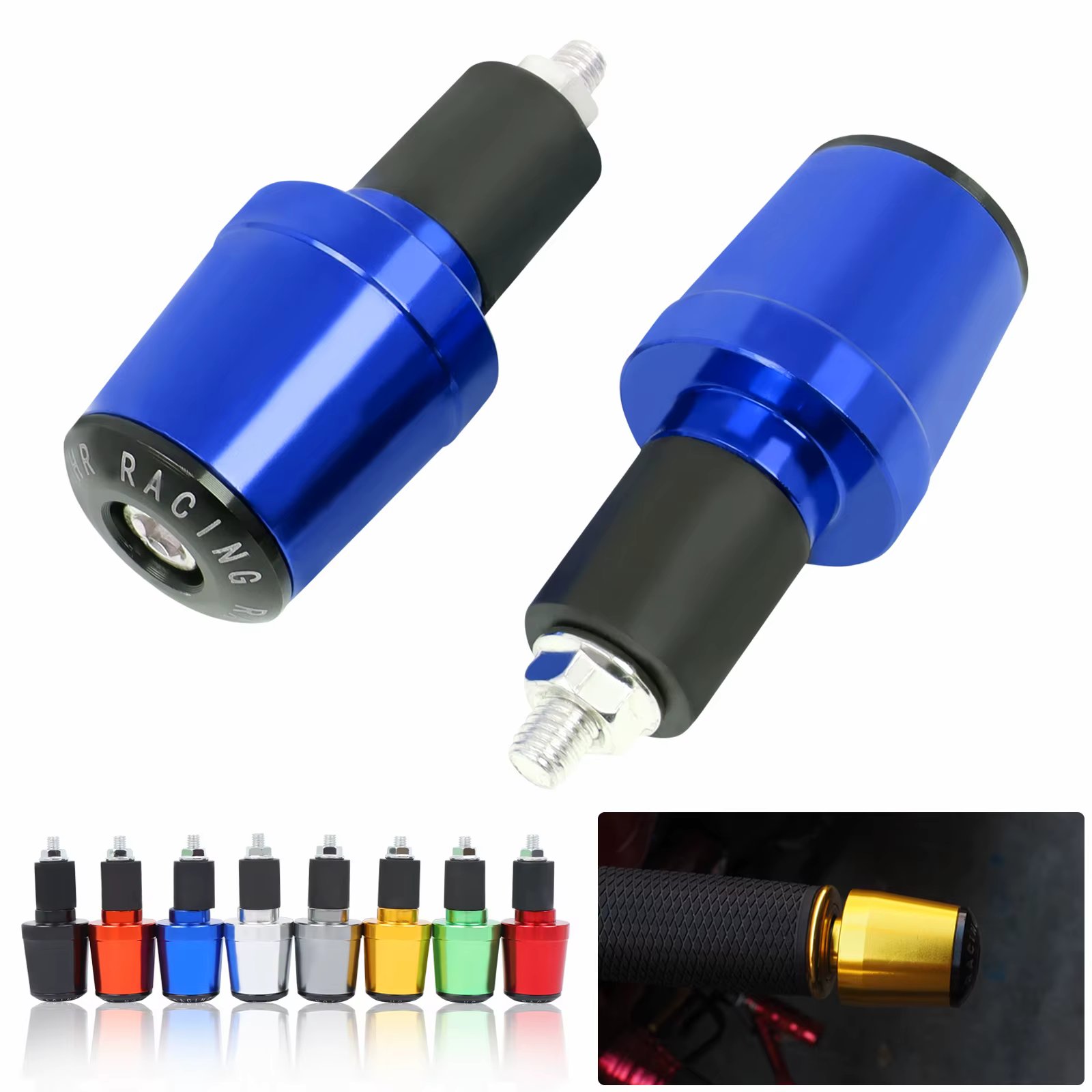 For Yamaha YZF R1 YZF R6 YZF R125 YZFR15 R25 YZF R3 7/8" Motorcycle Universal Handlebar Grips Handle Bar Cap Ends Plug Slider