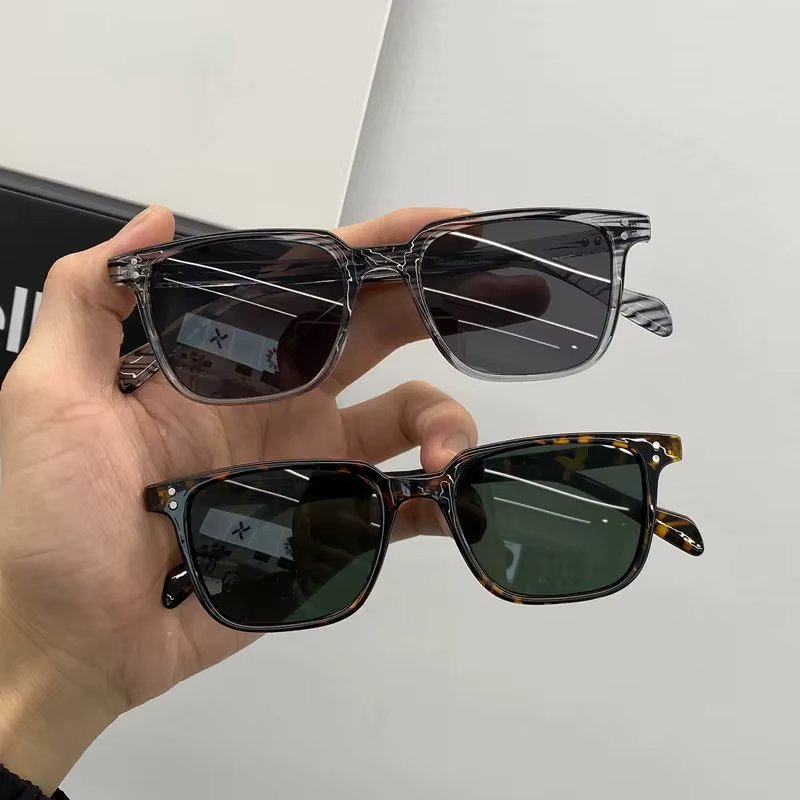 Leopard Dark Green Square Sunglasses Man Shades Male Sun Glasses Brand Designer Travel Vintage Oculos De Sol