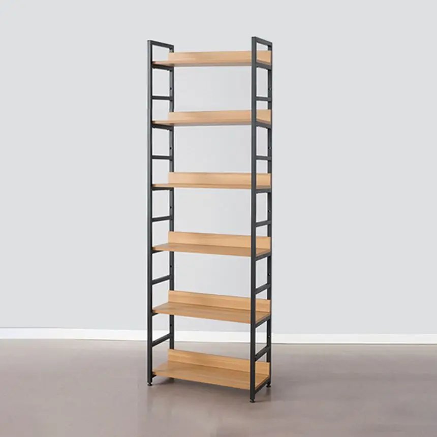 04. Steel Wood Shelf Black 6-Tier