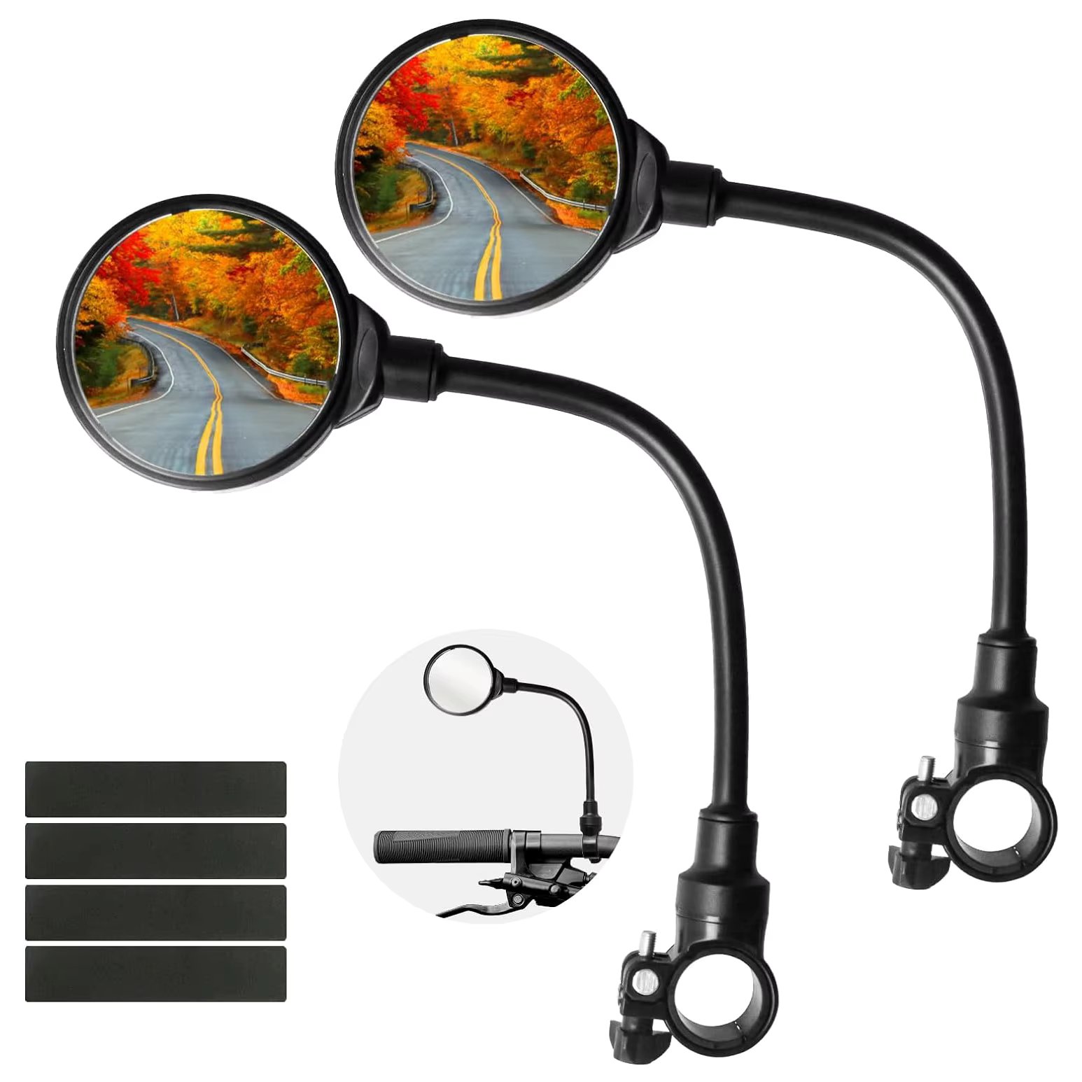 Bicycle Rearview Handlebar Mirrors 360 Rotatable for Mountain Road Bike Motorcycle Bendable Hose Adjustable Rearview Mirror