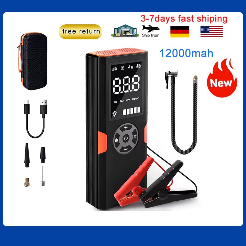 12000mAH Rechargeable Air Pump Portable Wireless Intelligent With Display Screen Car Tire Fast inflator Motorcycle Bicycle Ball