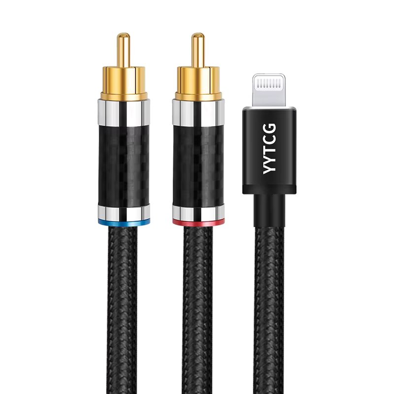 HIFI Lightning to 2RCA Cable for iPhone High end OFC Silver Plating Mobilephone Amplifier Interconnect to RCA Cable