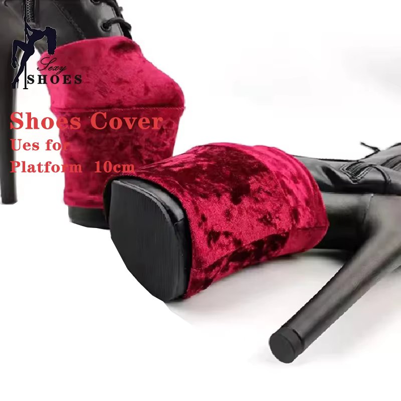 Shoes Covers Protective Cover Velvet Surface Pole Dance Boots 20cm High Heels 10cm Platform Training Shoes Protector Wear-Resist