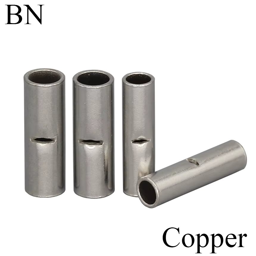 BN Copper Electrical Wire Cable Connection Crimp Sleeve Tubular Ferrule Lug Connector Non-Insulated Tube Butt Splices Terminal