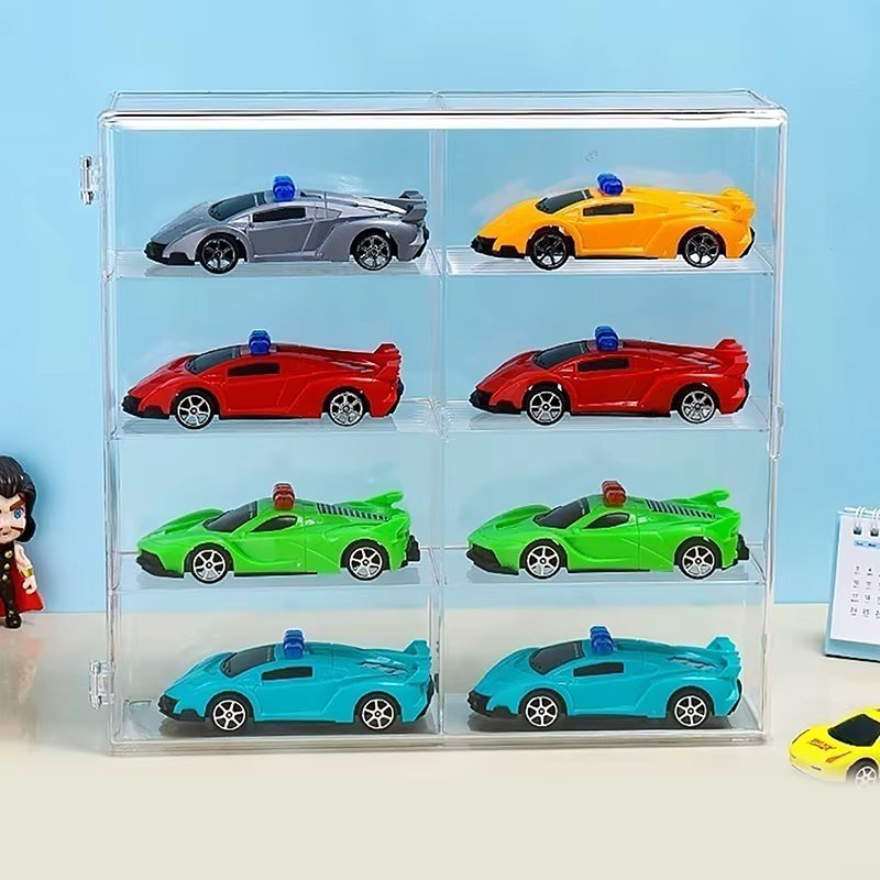 Acrylic Wheels Car Storage Box For Diecast 1/64 Storage Case Dustproof Educational Kid Boys Toys For Children Gift