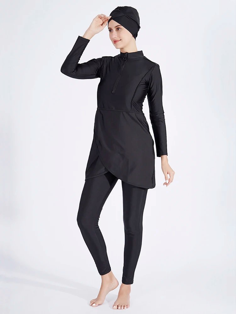 3PCS/Set Muslim Burkini Femmes Swimwear Long Islamic Swimwear Modest Swimsuit Women Swimsuit Ruffle Edge Design