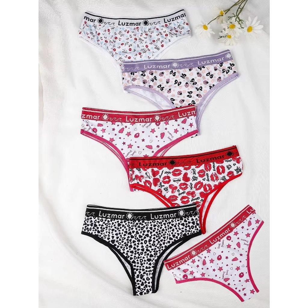 Kit com 5 calcinhas de algodão CÓS ELASTICO