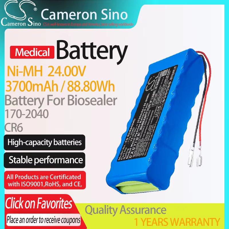 CameronSino Battery for Biosealer CR6 fits 170-2040 Medical Replacement battery 3700mAh/88.80Wh 24.00V Blue Ni-MH