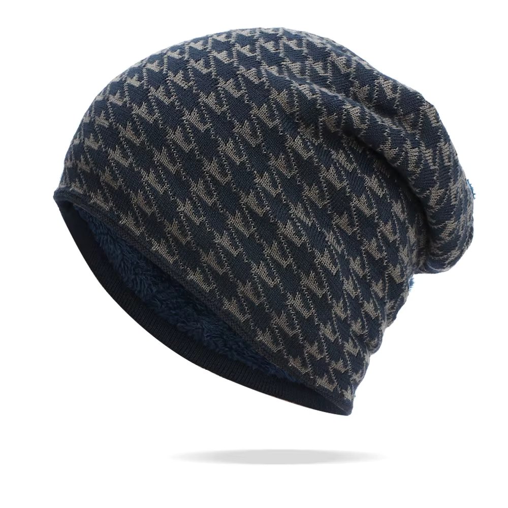 Men's and Women's New Knitted Hats in Autumn and Winter Plaid Textured Woolen Hat Light Plate Cap Riding Cold Warm Hat