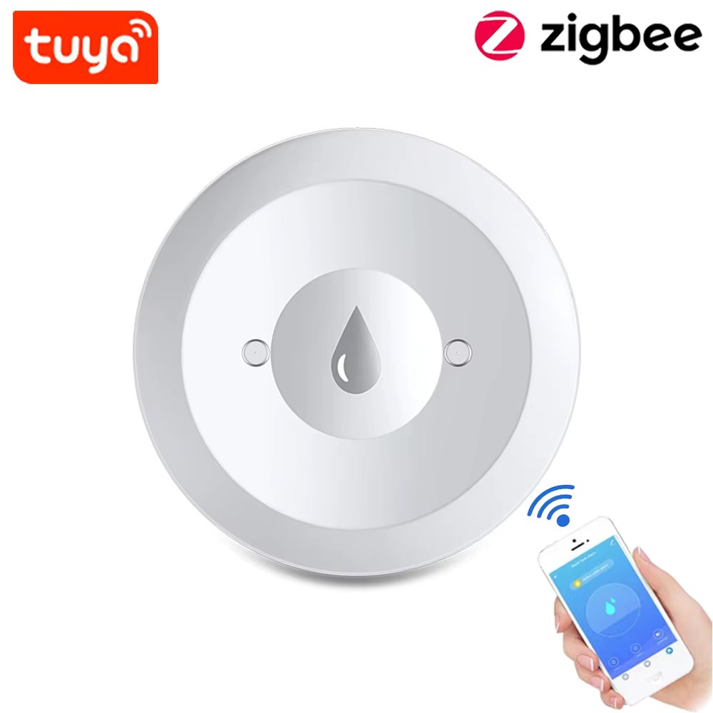Tuya Zigbee Water Sensor Flood Leak Detector App Remote Monitoring for Kitchen/Bathroom Support Home Assistant Zigbee2mqtt