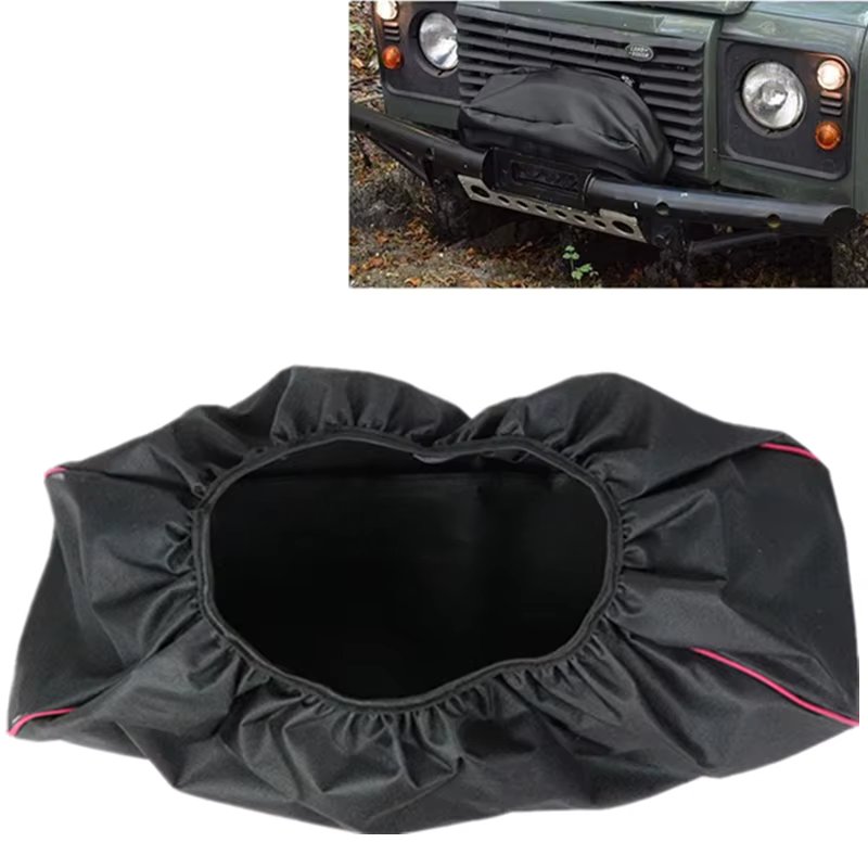 Black Waterproof Soft Winch Cover,Winch Dust Cover Heavy Duty Winch Protection Cover with Elastic Band for Electric Winches 600D