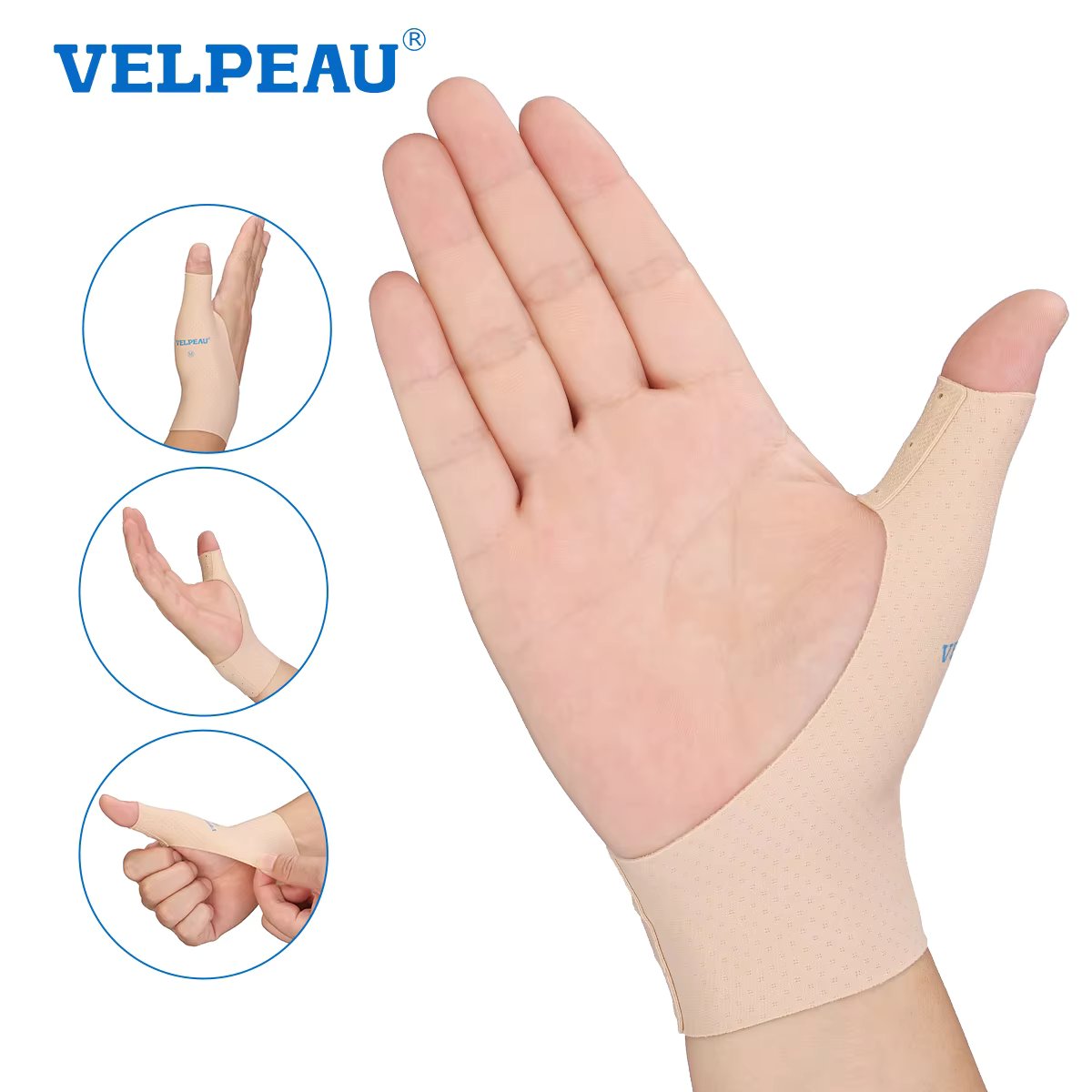 VELPEAU Thumb Compression Sleeve for Arthritis and Tendonitis Pain Elastic Thumb Support Brace Splashproof and Soft 2 PCS