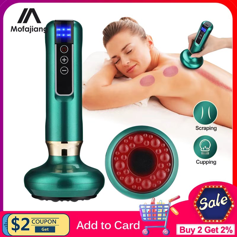 Electric Cupping Massager Vacuum Suction Cup GuaSha Anti Cellulite Beauty Scraping Infrared Heat Therapy Slimming Massage Cans