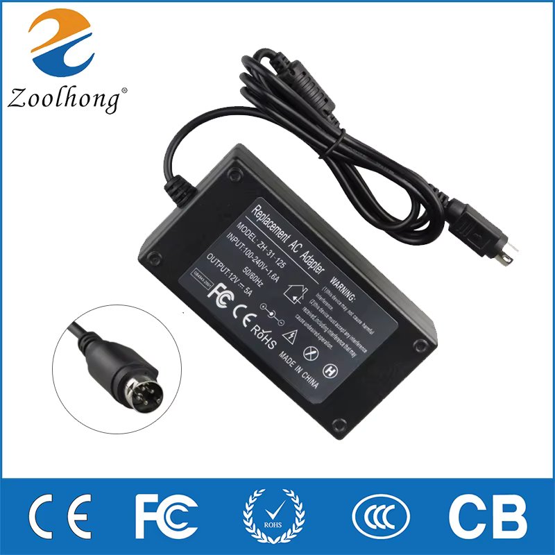 For Sanyo CLT1554 CLT2054 20" LCD TV Monitor Laptop Battery Charger / Ac Adapter 12V 5A 60W 4-Pin 4 Pin 4Pin