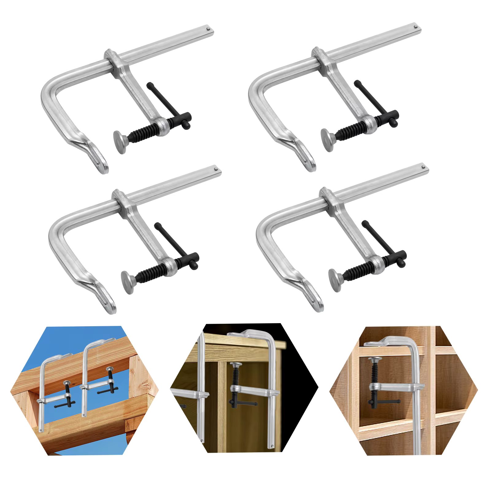 4-piece F Welding Clamps, Drop-forged Bar Clamp,  Mini High Strength F Clamps for Handle Heavy Workloads