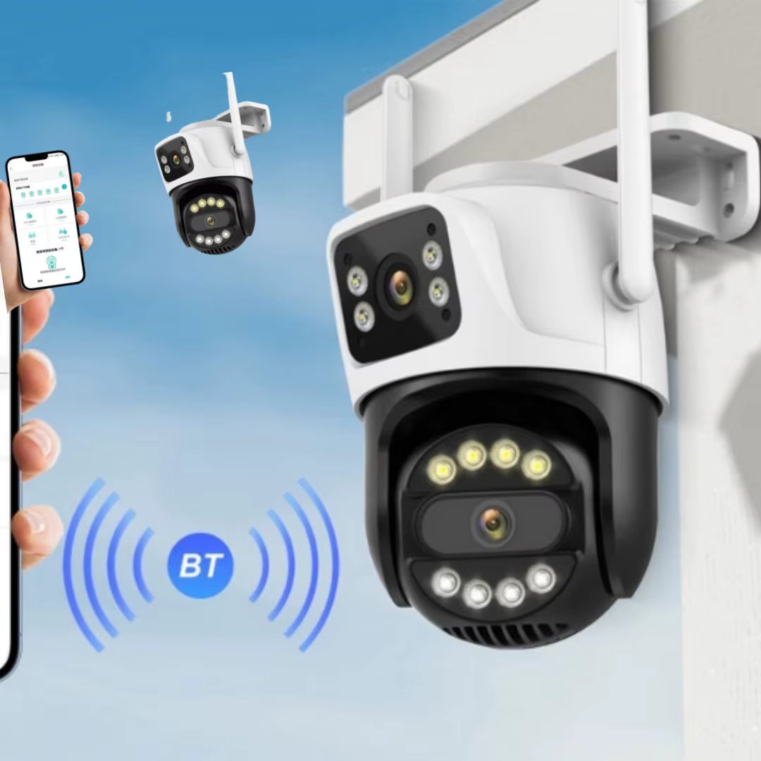 360 Camera 5K Wifi Zoom Triple-Lens Dual Screen Auto Tracking Outdoor Camera Security Protection